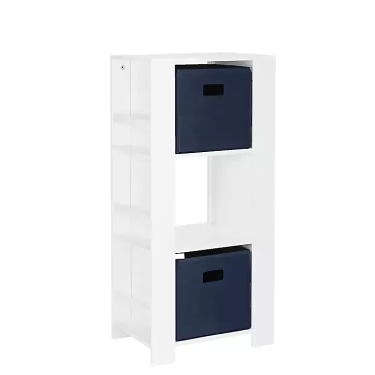 Storage Tower Bookshelf with 2 Navy Bins>Kirklands Home Store