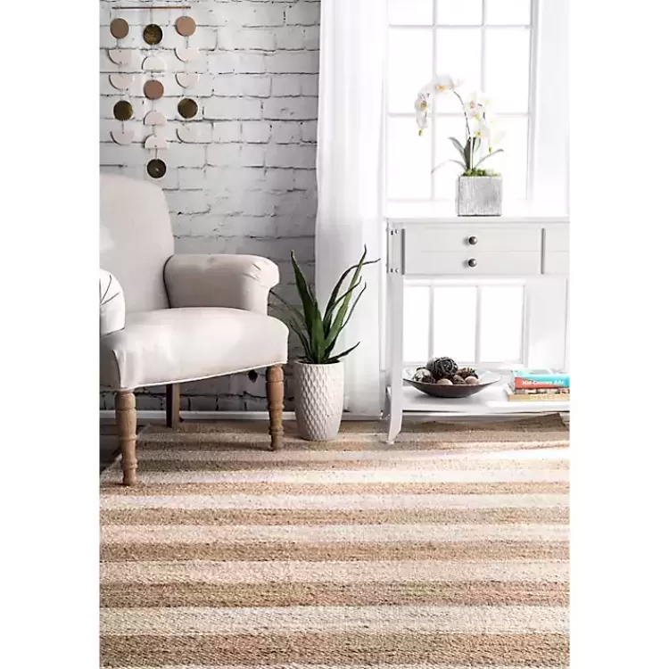 White Stripe Jute Area Rug, 5x8>Kirklands Home Hot