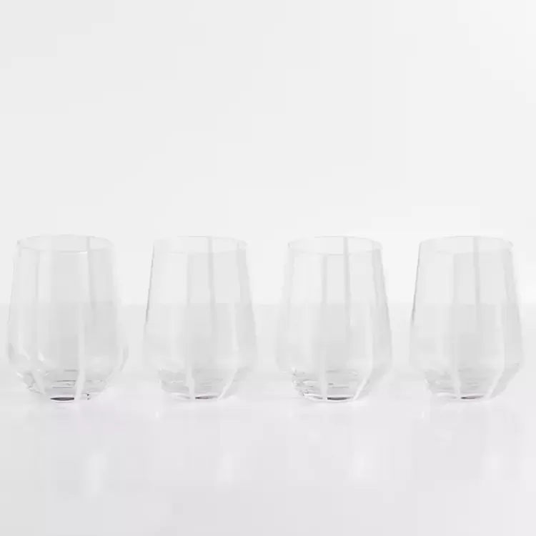 White Striped Stemless Wine Glasses, Set of 4>Kirklands Home New