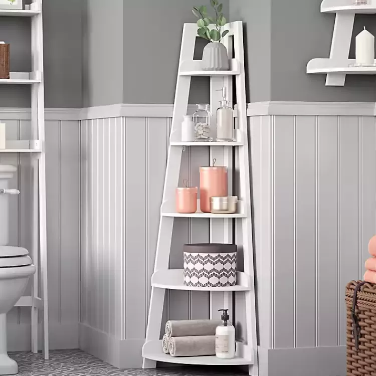 White 5-Tier Corner Ladder Shelves>Kirklands Home Hot