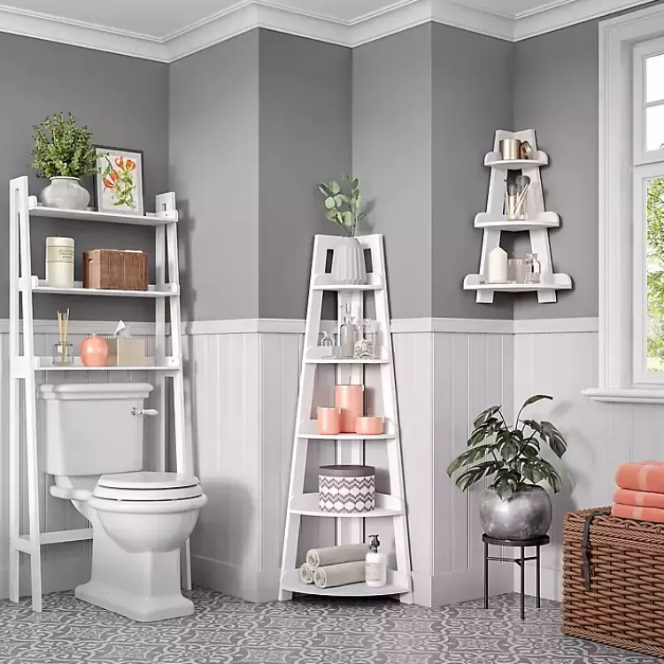 white_tier_corner_ladder_shelves_3.webp White 5-Tier Corner Ladder Shelves>Kirklands Home Hot