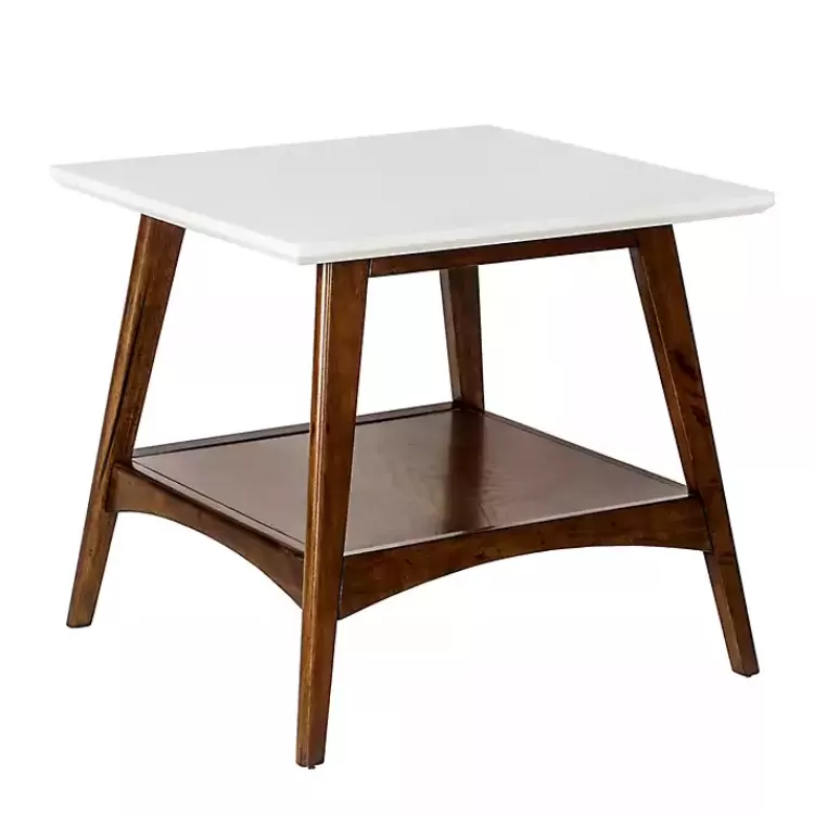 White Top and Pecan Wood Mid-Century Modern Table>Kirklands Home Outlet