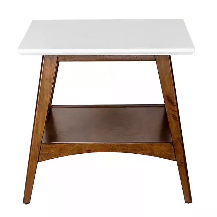 White Top and Pecan Wood Mid-Century Modern Table>Kirklands Home Outlet