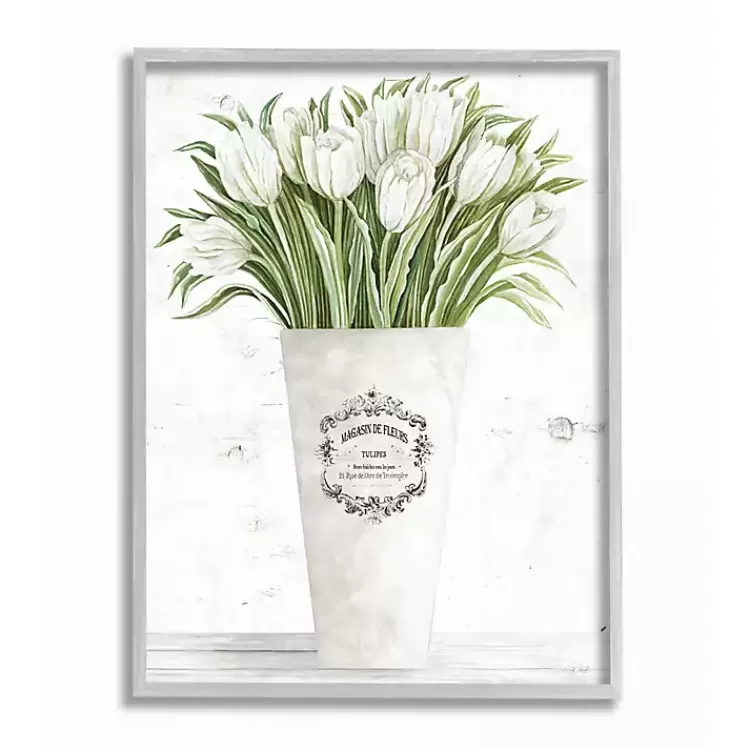 White Tulip Bouquet in a Vase Framed Art Print>Kirklands Home Shop