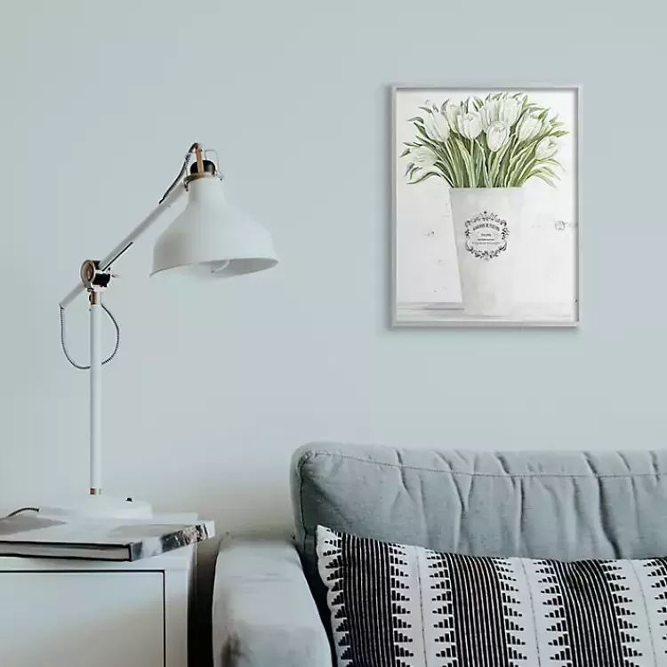 White Tulip Bouquet in a Vase Framed Art Print>Kirklands Home Shop
