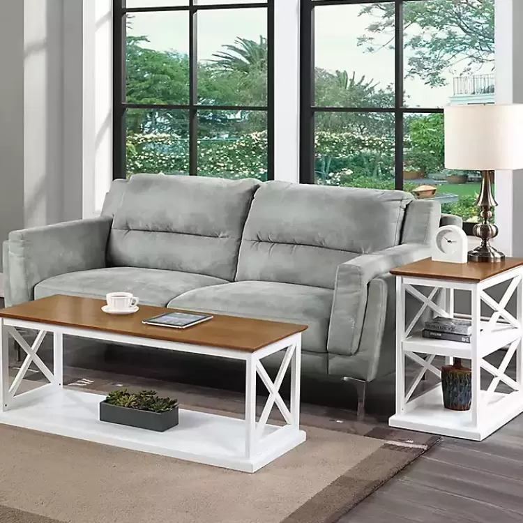 white_twotone_double_x_sides_coffee_table_5.webp Two-Tone Double X Sides Coffee Table>Kirklands Home Flash Sale