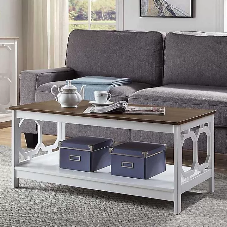 White Two-Tone Geometric Sides Coffee Table>Kirklands Home Clearance