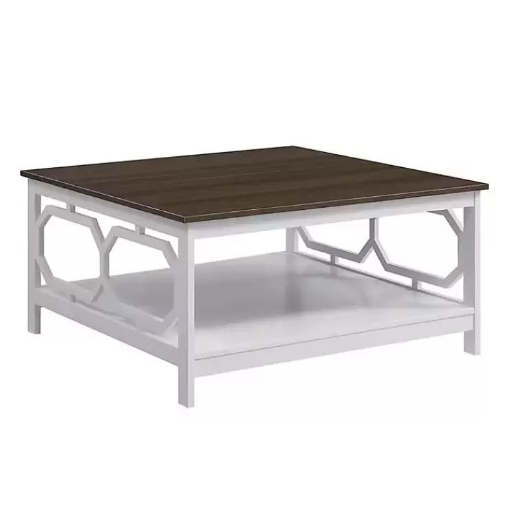 White Two-Tone Geometric Sides Square Coffee Table>Kirklands Home Store