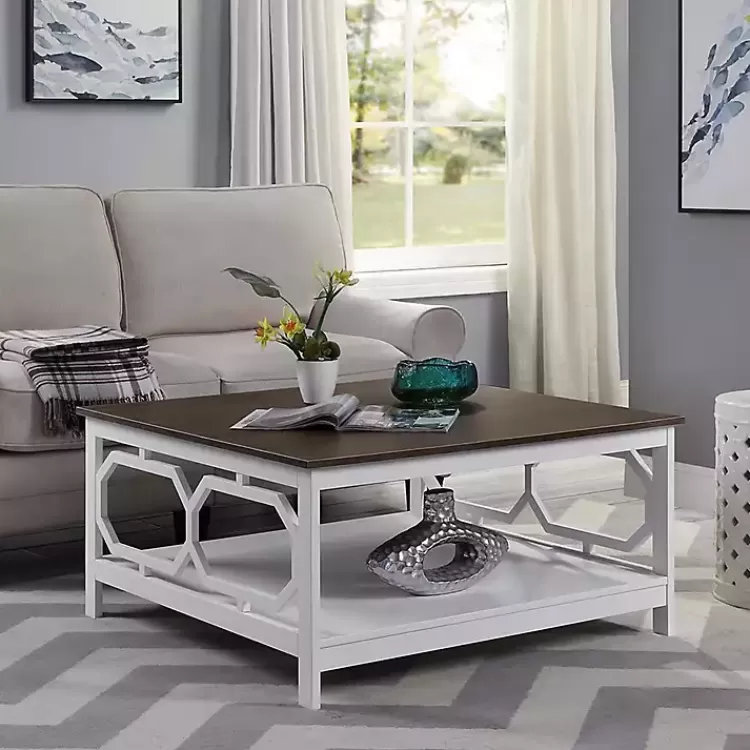 White Two-Tone Geometric Sides Square Coffee Table>Kirklands Home Store