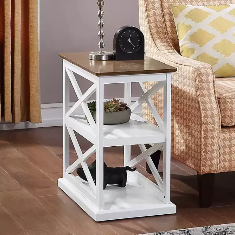 white_twotone_wood_double_x_sides_accent_table_2.webp Two-Tone Wood Double X Sides Accent Table>Kirklands Home Hot