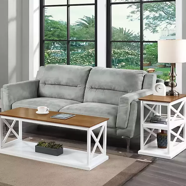 white_twotone_wood_double_x_sides_accent_table_5.webp Two-Tone Wood Double X Sides Accent Table>Kirklands Home Hot