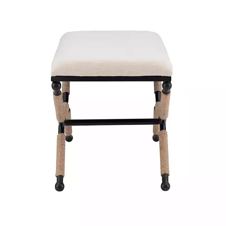 white_upholstered_and_wrapped_rope_metal_bench_4.webp White Upholstered and Wrapped Rope Metal Bench>Kirklands Home Outlet