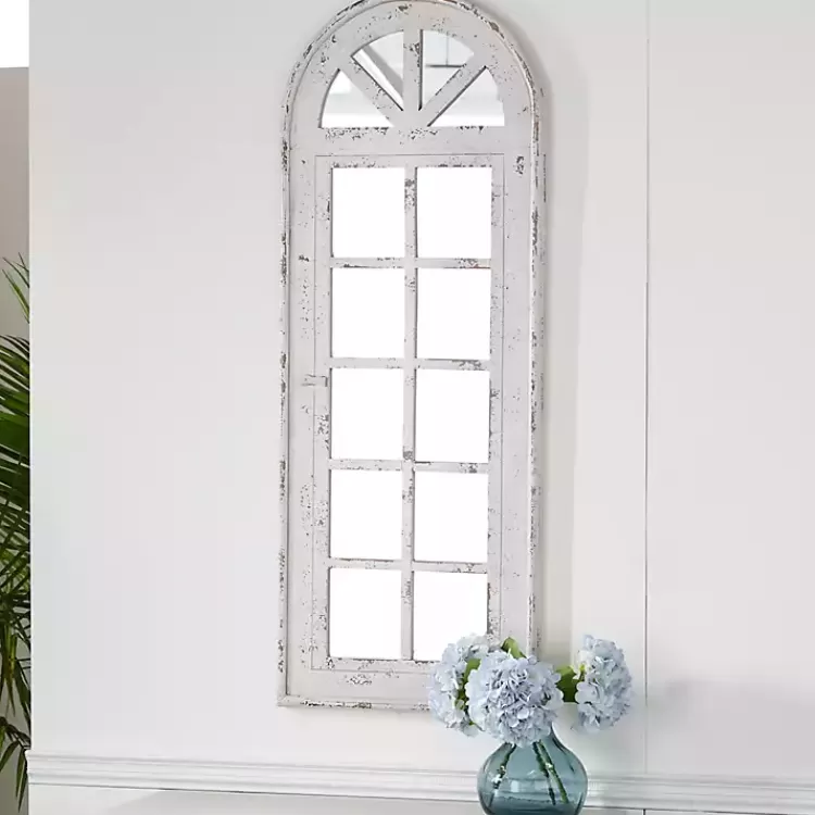 White Vintage Arched Windowpane Mirror>Kirklands Home Cheap