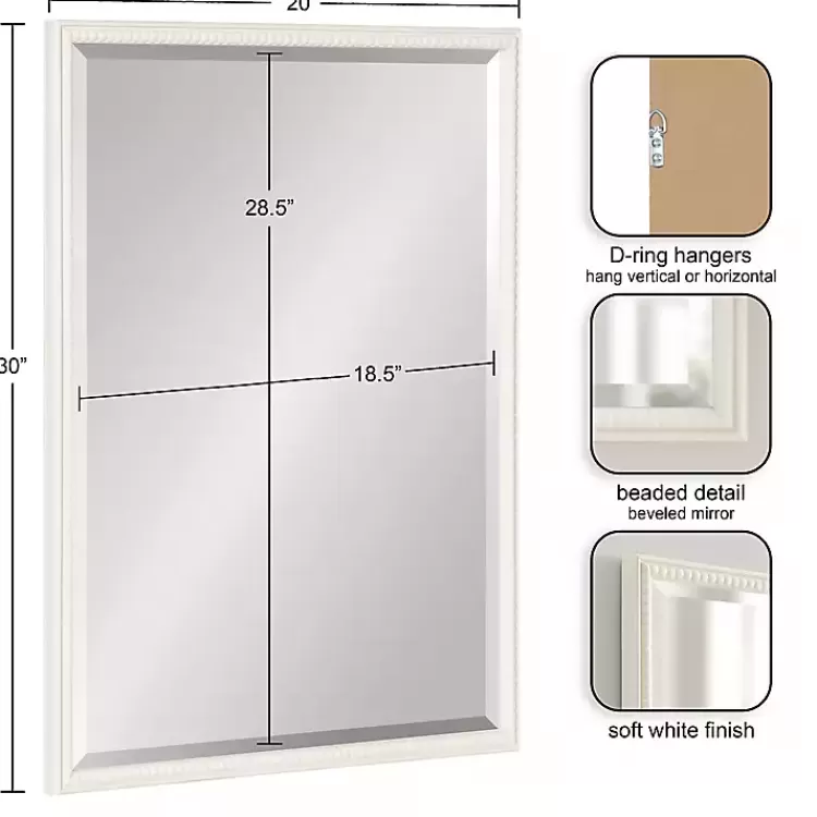White Vintage Beaded Wall Mirror, 30 in.>Kirklands Home Outlet