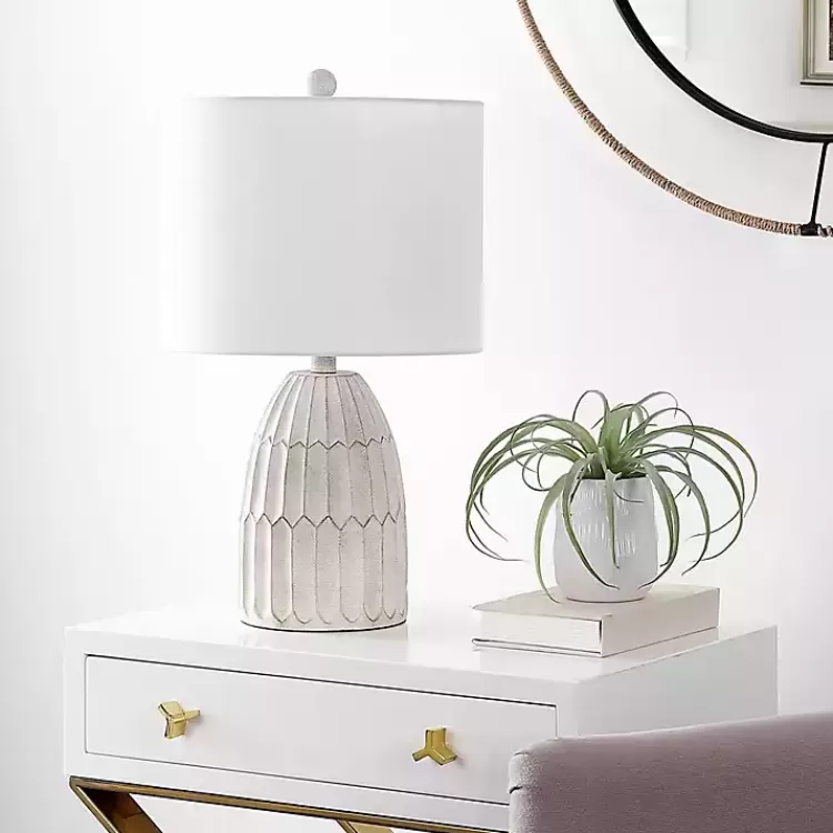 white_weathered_geometric_table_lamp_3.webp Weathered Geometric Table Lamp>Kirklands Home Discount