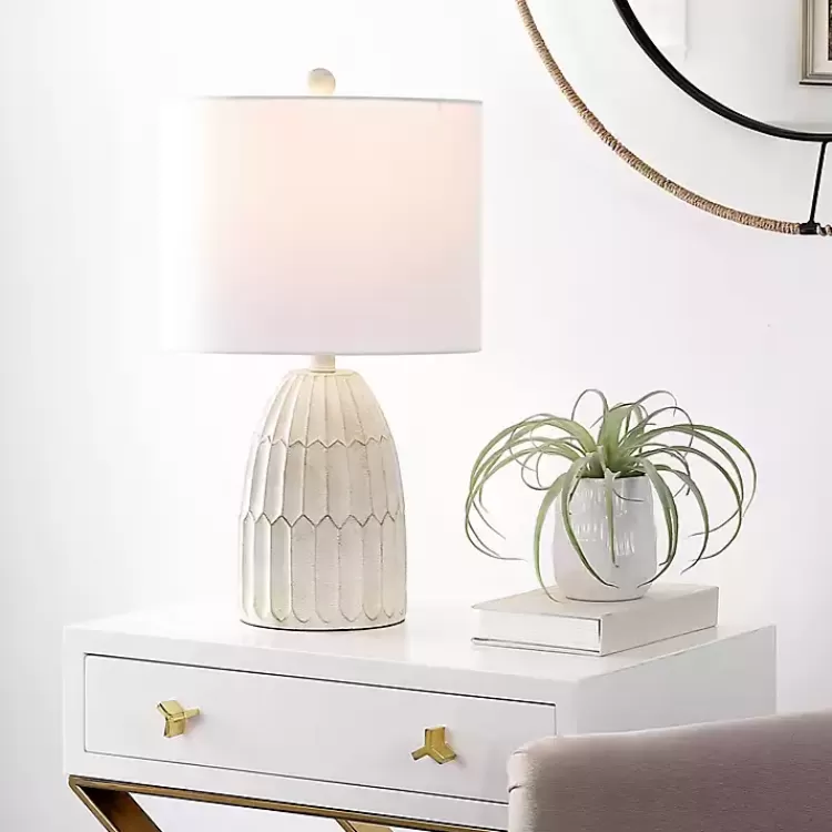white_weathered_geometric_table_lamp_4.webp Weathered Geometric Table Lamp>Kirklands Home Discount