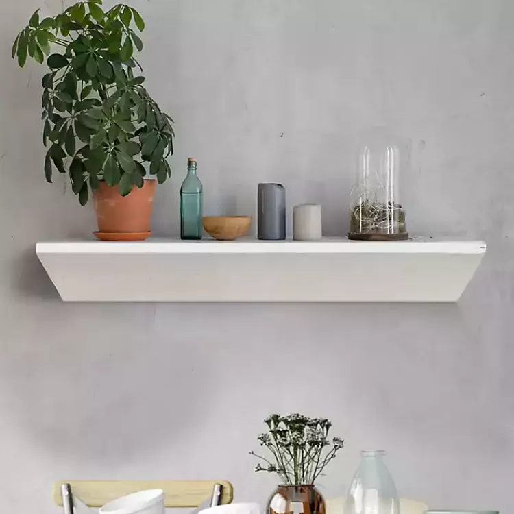 White Wedge Wood Small Floating Shelf>Kirklands Home Cheap