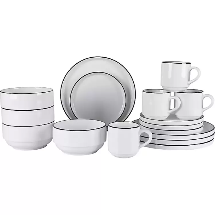 with Black Rims 16-pc. Dinnerware Set>Kirklands Home Fashion