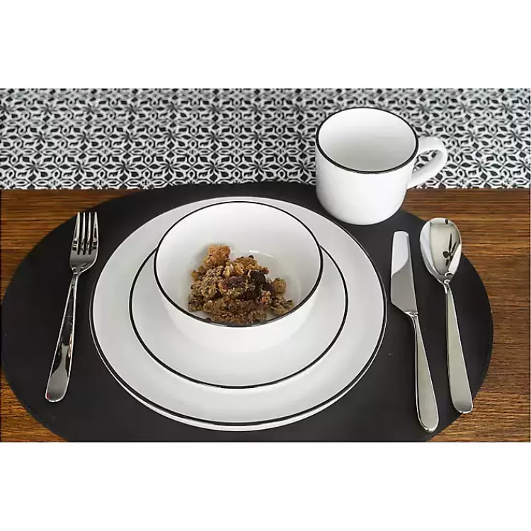 white_with_black_rims_pc_dinnerware_set_4.webp with Black Rims 16-pc. Dinnerware Set>Kirklands Home Fashion