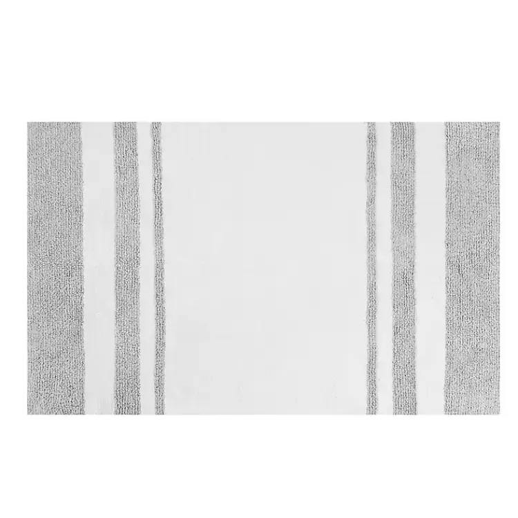 White with Stripe Reversible Bath Mat, 45 in.>Kirklands Home Flash Sale