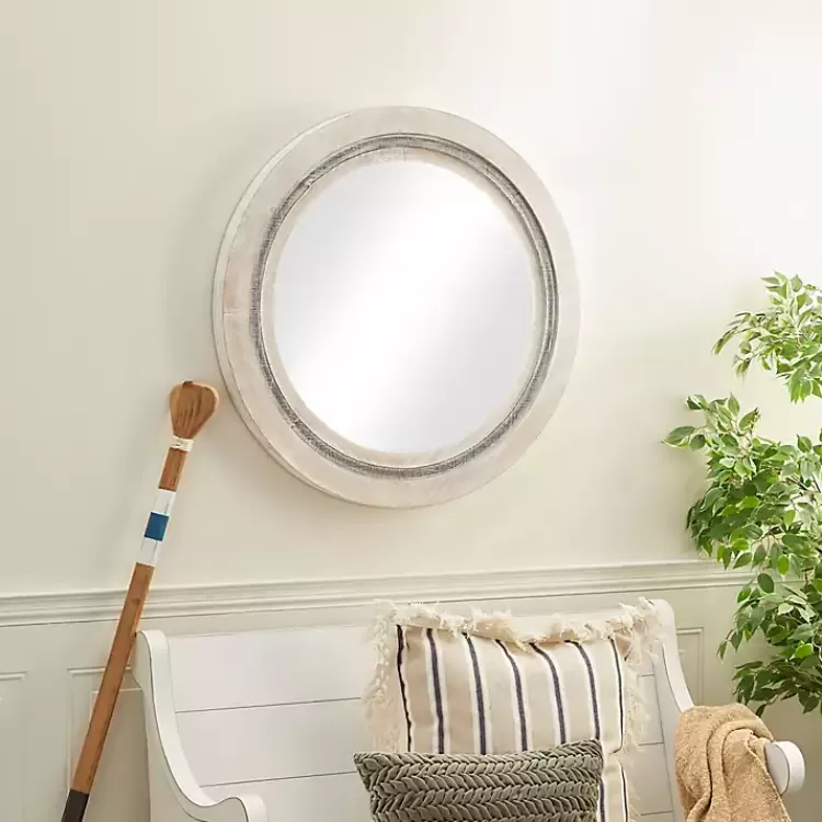 White Wood Aislinn Wall Mirror>Kirklands Home Clearance