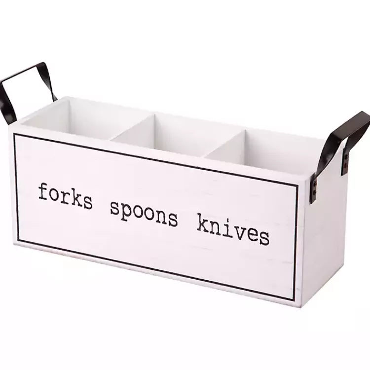 Wood and Black Metal Handles Utensil Caddy>Kirklands Home Sale