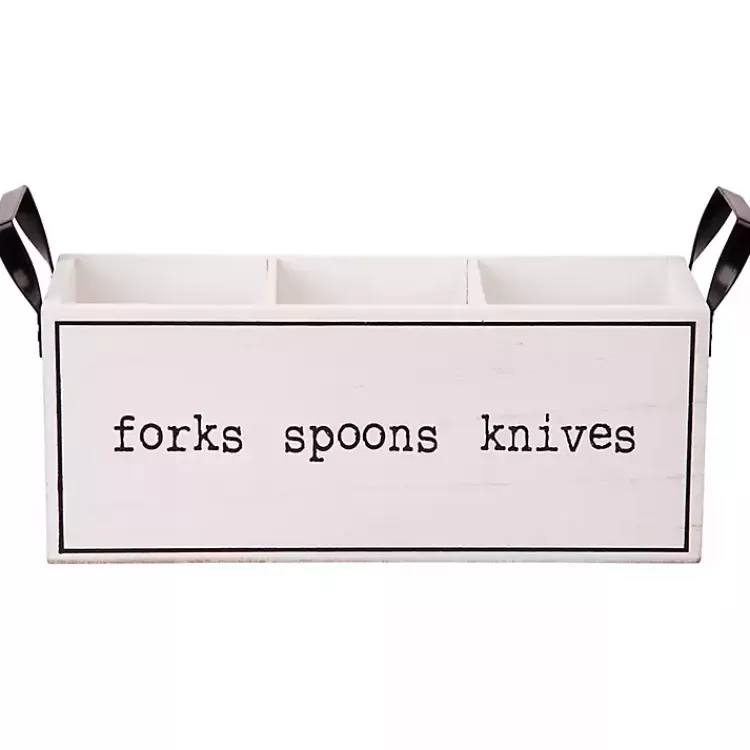 Wood and Black Metal Handles Utensil Caddy>Kirklands Home Sale