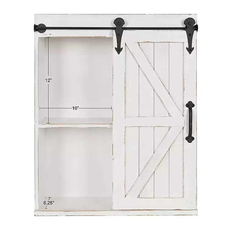 white_wood_barn_door_shelf_wall_cabinet_2.webp Wood Barn Door 5-Shelf Wall Cabinet>Kirklands Home Online
