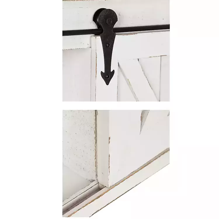 white_wood_barn_door_shelf_wall_cabinet_4.webp Wood Barn Door 5-Shelf Wall Cabinet>Kirklands Home Online