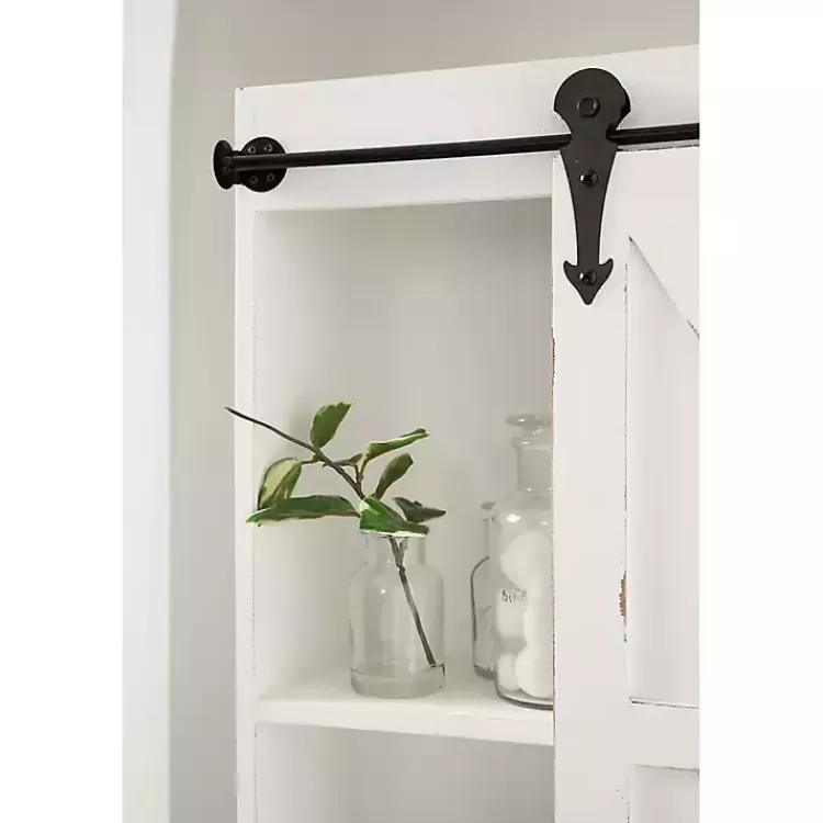 white_wood_barn_door_shelf_wall_cabinet_9.webp Wood Barn Door 5-Shelf Wall Cabinet>Kirklands Home Online