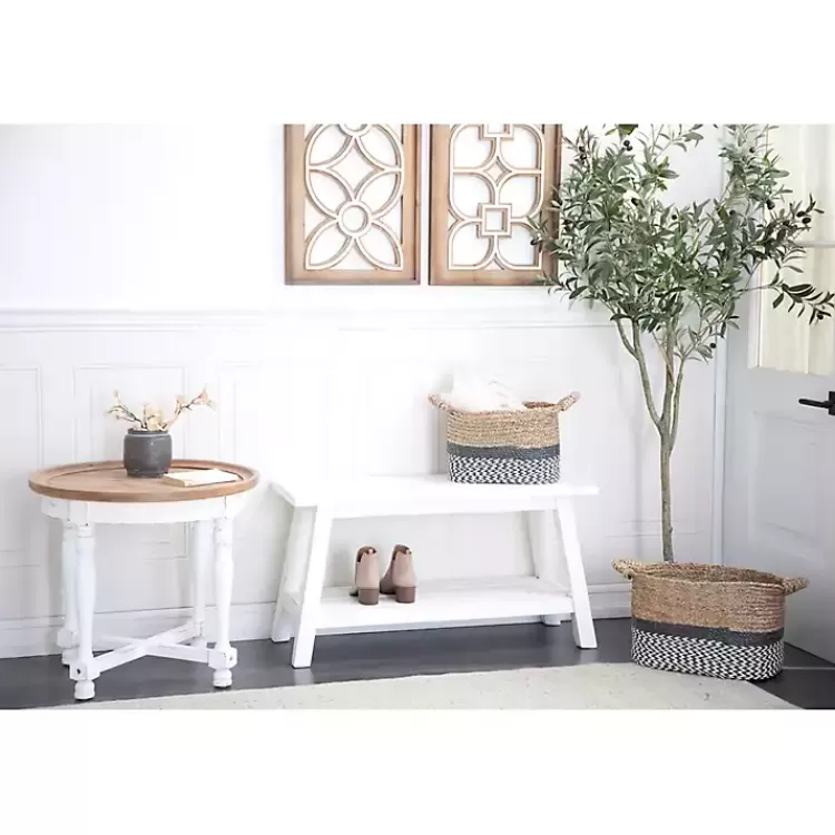 white_wood_bench_with_slatted_wood_base_4.webp Wood Bench with Slatted Wood Base>Kirklands Home Flash Sale