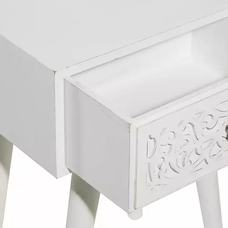 white_wood_carved_drawer_accent_table_3.webp Wood Carved Drawer Accent Table>Kirklands Home Best Sale