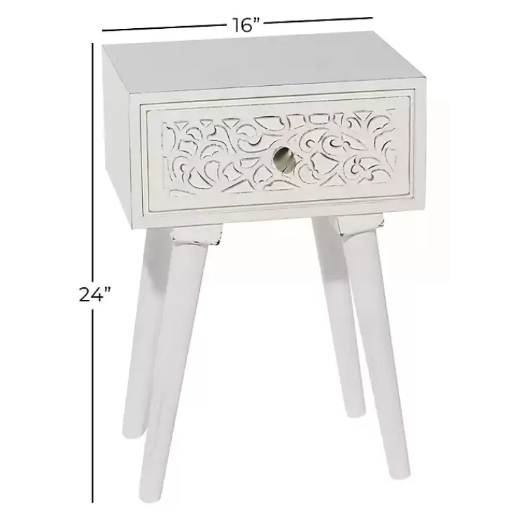 white_wood_carved_drawer_accent_table_7.webp Wood Carved Drawer Accent Table>Kirklands Home Best Sale