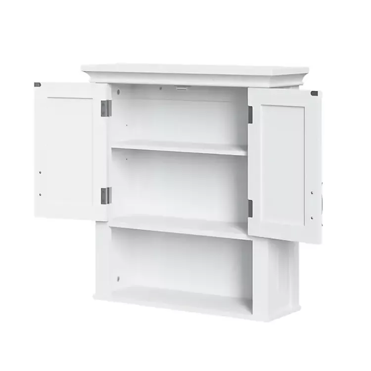 white_wood_door_open_shelf_wall_cabinet_3.webp Wood 2-Door Open Shelf Wall Cabinet>Kirklands Home Online