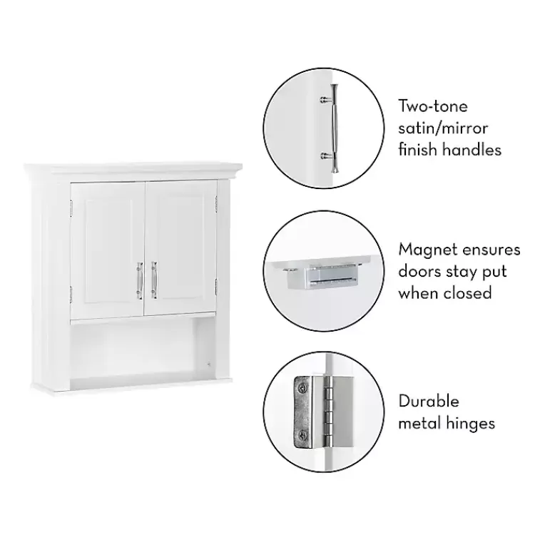 white_wood_door_open_shelf_wall_cabinet_4.webp Wood 2-Door Open Shelf Wall Cabinet>Kirklands Home Online