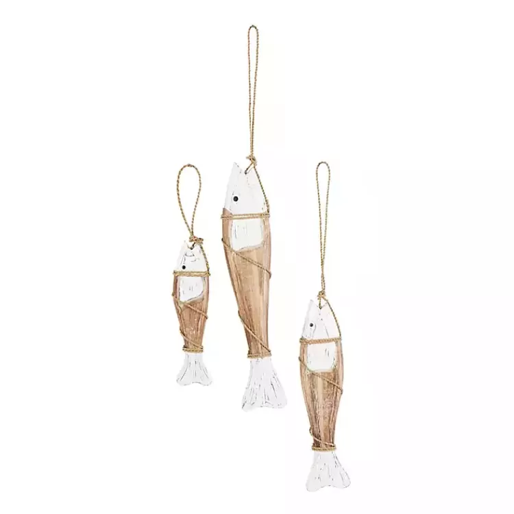 White Wood Fish Hanging Wall Plaques, Set of 3>Kirklands Home Outlet