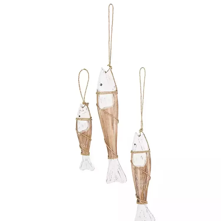 White Wood Fish Hanging Wall Plaques, Set of 3>Kirklands Home Outlet