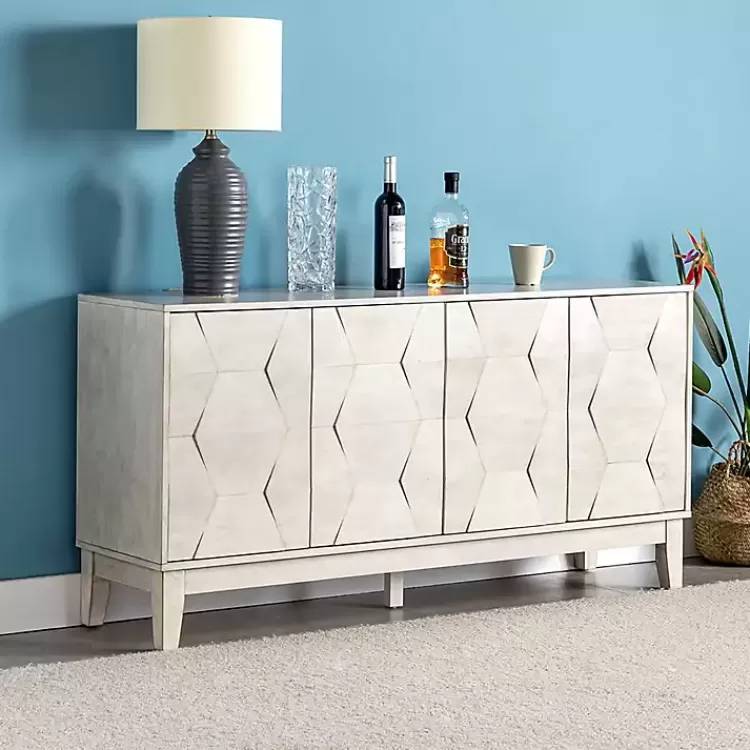Wood Geometric 4-Door Cabinet>Kirklands Home Online