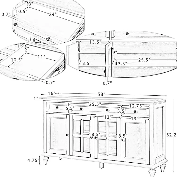 white_wood_glass_door_sideboard_cabinet_3.webp Wood Glass Door Sideboard Cabinet>Kirklands Home Outlet