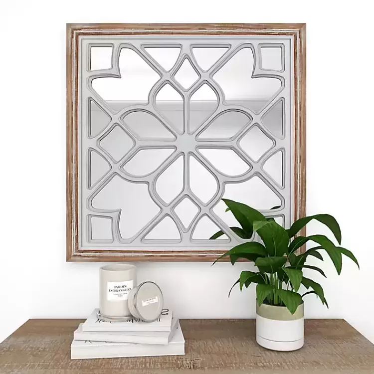 White Wood Lattice Overlay Mirror>Kirklands Home Best