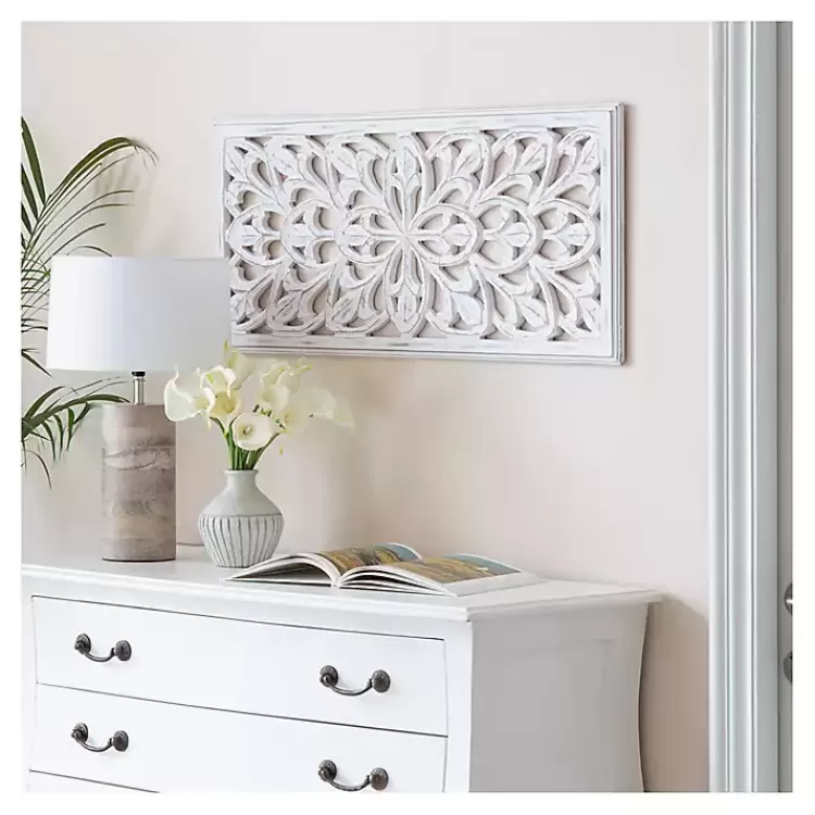 white_wood_medallion_august_wall_plaque_2.webp Wood Medallion August Wall Plaque>Kirklands Home Outlet