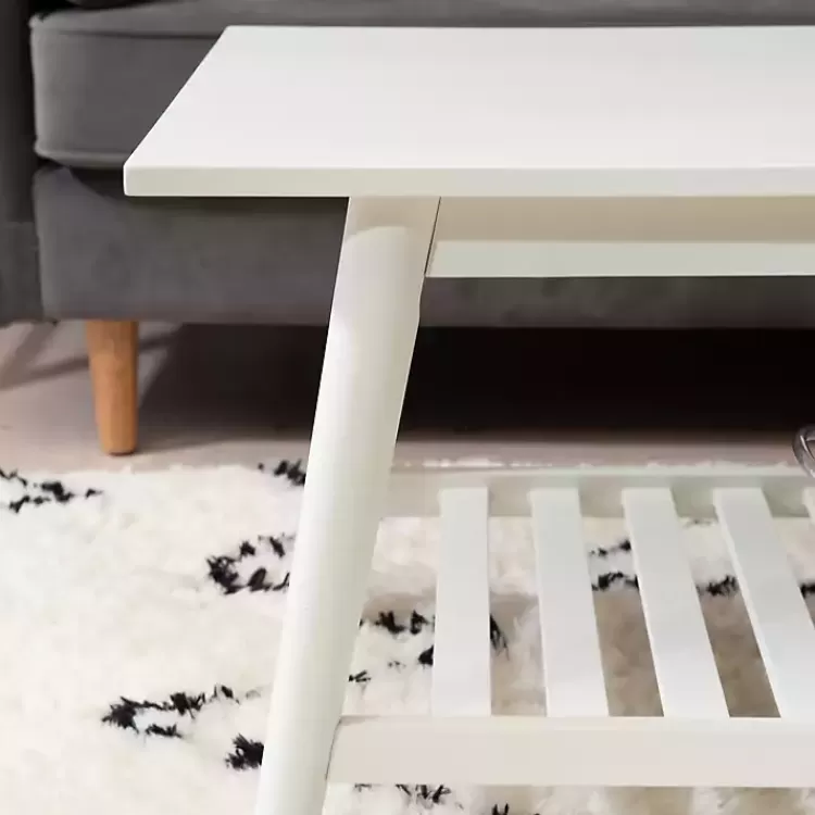 White Wood Midcentury Coffee Table>Kirklands Home Cheap
