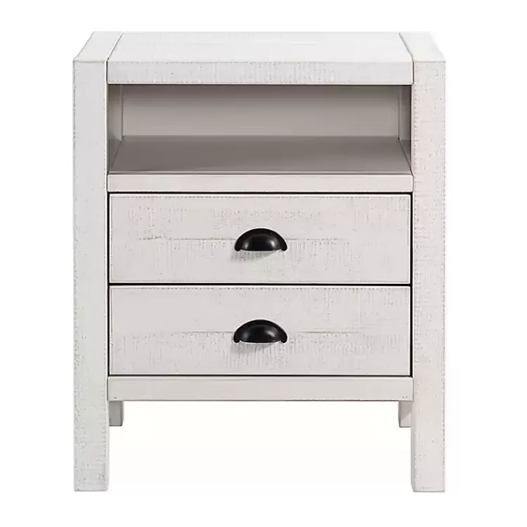 white_wood_open_shelf_nightstand_2.webp Wood Open Shelf Nightstand>Kirklands Home Cheap