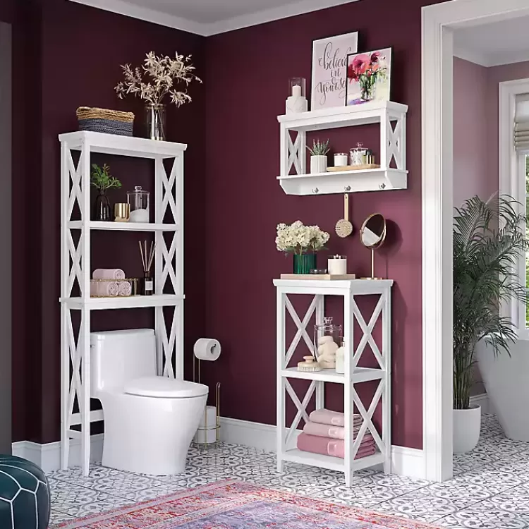 white_wood_overtoilet_tier_shelf_2.webp Wood Over-Toilet 3-Tier Shelf>Kirklands Home Cheap