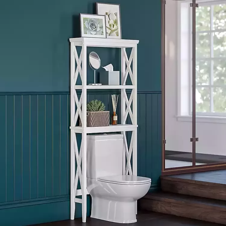 white_wood_overtoilet_tier_shelf_4.webp Wood Over-Toilet 3-Tier Shelf>Kirklands Home Cheap