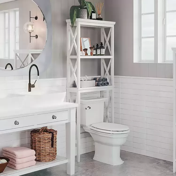 white_wood_overtoilet_tier_shelf_6.webp Wood Over-Toilet 3-Tier Shelf>Kirklands Home Cheap