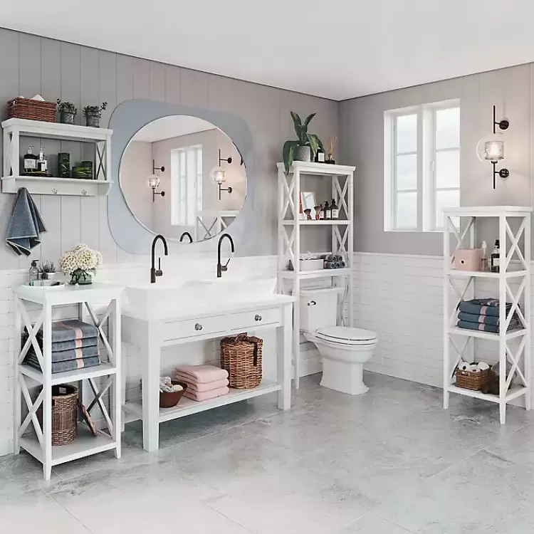 white_wood_overtoilet_tier_shelf_7.webp Wood Over-Toilet 3-Tier Shelf>Kirklands Home Cheap