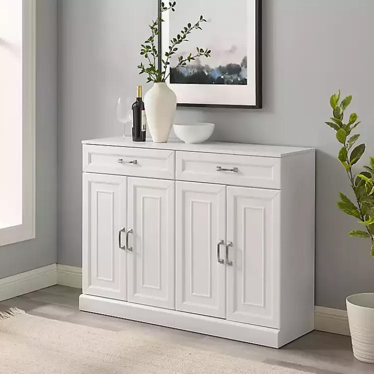 white_wood_panel_door_cabinet_4.webp Wood Panel 4-Door Cabinet>Kirklands Home Discount