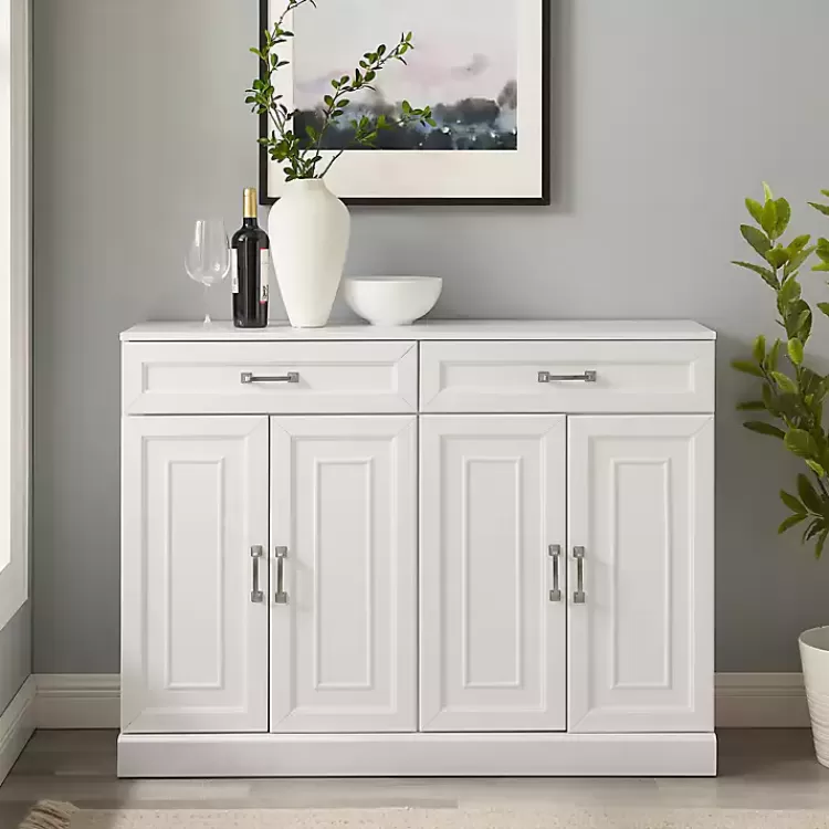 white_wood_panel_door_cabinet_5.webp Wood Panel 4-Door Cabinet>Kirklands Home Discount