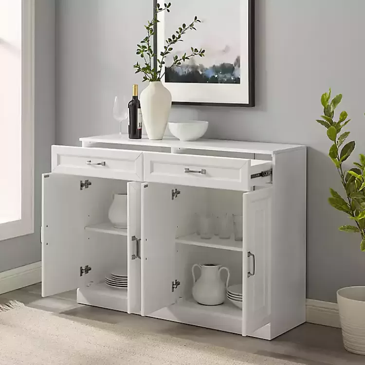 white_wood_panel_door_cabinet_6.webp Wood Panel 4-Door Cabinet>Kirklands Home Discount